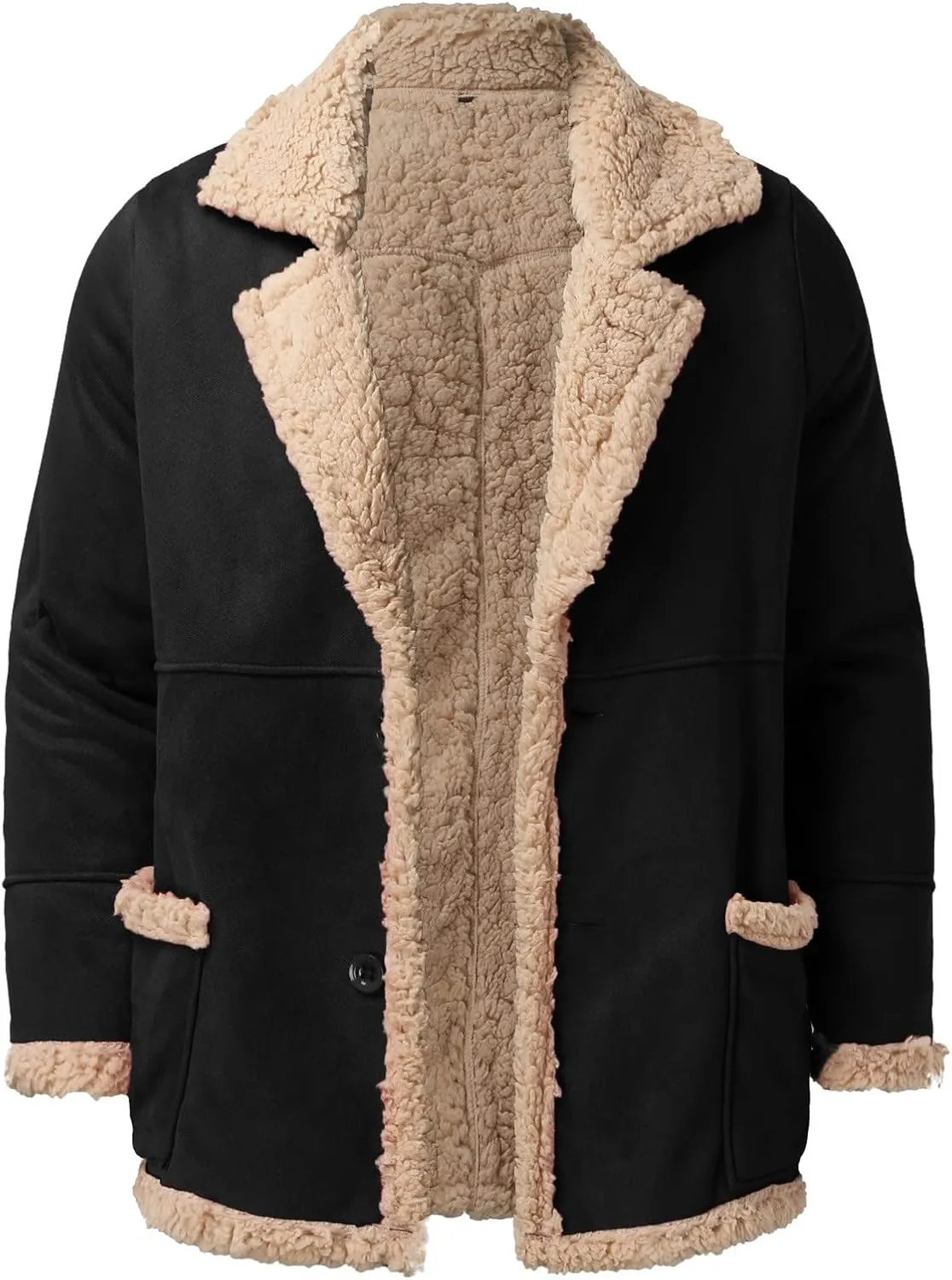 LCMTWX Men's Thick Thermal Winter Jacket Stand Collar Knitted Splice Sweater Coat Casual Cardigan Stylish Mens Puffer