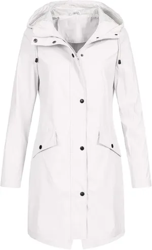 LCMTWX Womens Fleece Lined Raincoat Slim Casual Thicker Fashion Women's Coat Hooded Trench Coats Rain Jacket Womens With