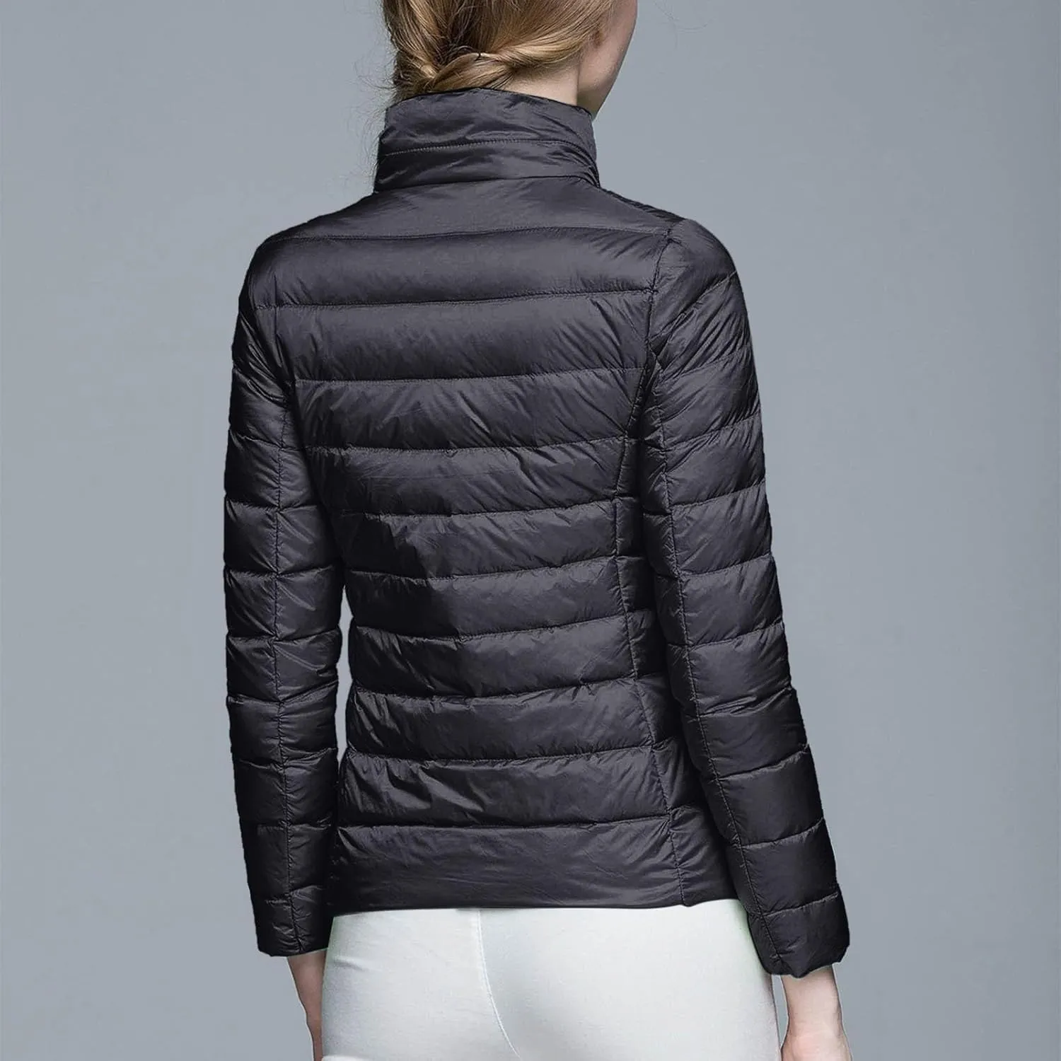 Lightweight Puffer Jacket Women Packable Duck Down Quilted Jacket Winter Warm Padded Bubble Outwear Coat