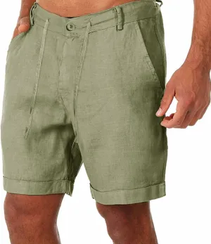 Linen Shorts for Men,Summer Breathable Loose Casual Lace Up Beach Vacation Shorts for Men Board Shorts Swim Shorts