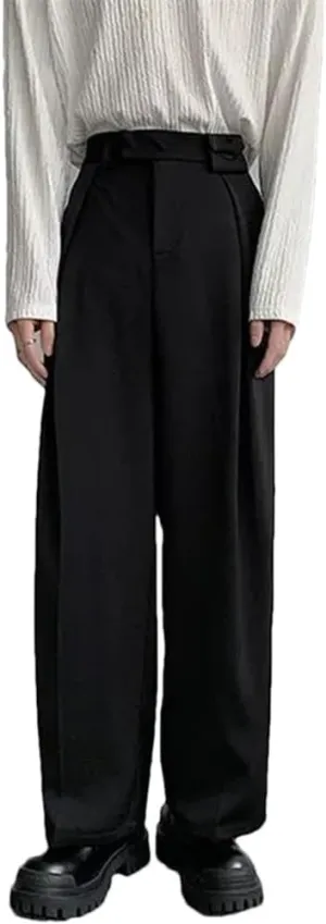 Men Black Suit Pants Oversized Social Dress Pants Korean Loose Straight Wide Leg Pants Office Formal Trousers