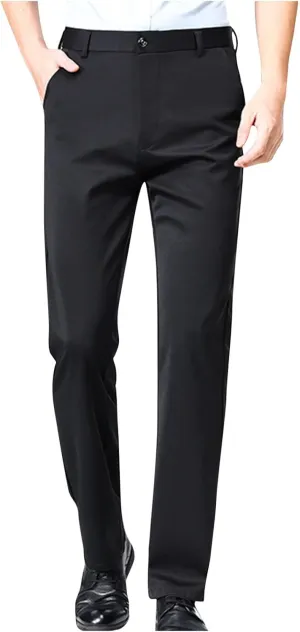 Men Suit Dress Pants Slim Fit Wedding Pants Flat Front Men Formal Pants Straight Skinny Suit Pants Wrinkle Stretch