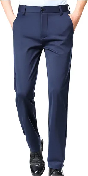 Men Suit Dress Pants Slim Fit Wedding Pants Flat Front Men Formal Pants Straight Skinny Suit Pants Wrinkle Stretch