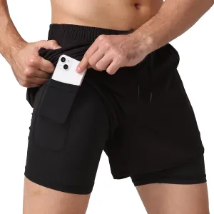 Men's 2 in 1 Running Shorts Quick Dry Athletic Shorts with Compression Liner for Running Athletic Gym