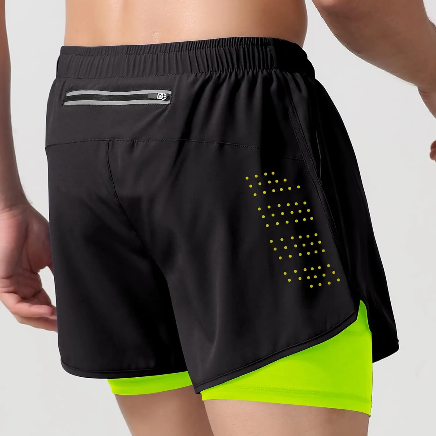 Men's 2 in 1 Running Shorts Quick Dry Athletic Shorts with Compression Liner for Running Athletic Gym