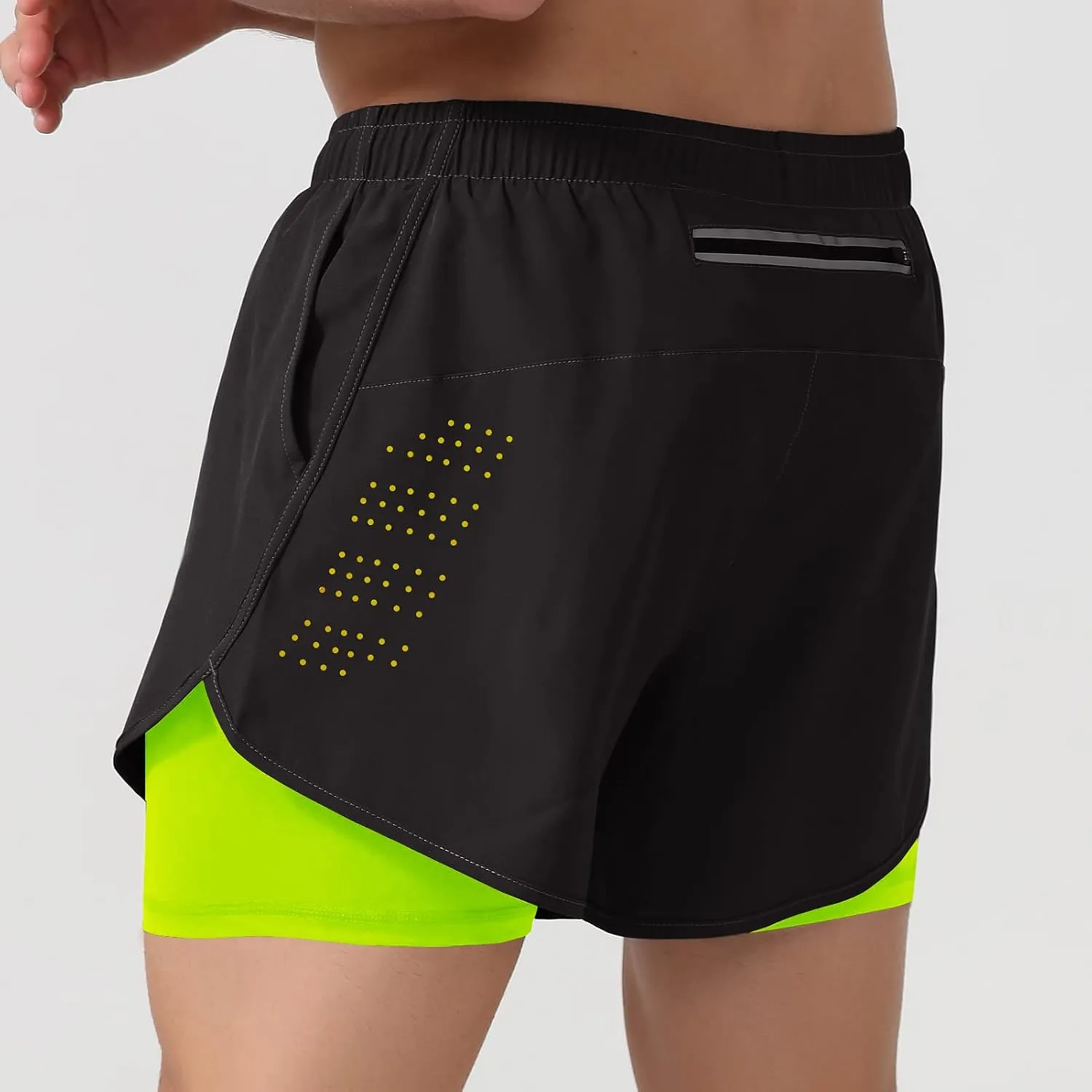 Men's 2 in 1 Running Shorts Quick Dry Athletic Shorts with Compression Liner for Running Athletic Gym