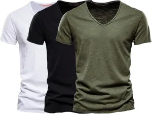 Men's 3 Pack T Shirt V-Neck Tee Shirts Casual Hipster Hip Hop Tee Tops Summer Classic Short Sleeve Top
