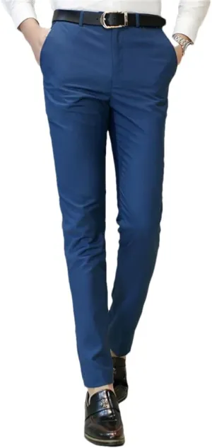 Men's Business Office Suit Pants Solid Color Pants Formal Wedding Dress Trousers