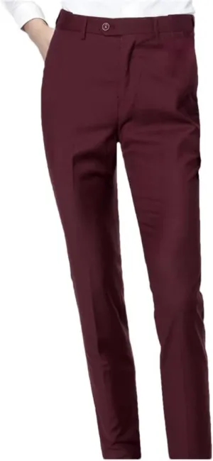 Men's Business Office Suit Pants Solid Color Pants Formal Wedding Dress Trousers