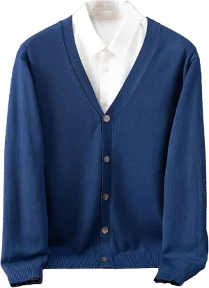 Men's Cable Knit Cardigan Sweater Long Sleeve V-Neck Knitted Sweaters Slim Fit Casual Cardigans Outerwear Jackets