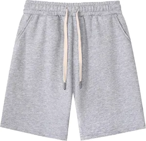 Men's Casual Cotton Shorts Drawstring Elastic Waist Jogger Shorts Athletic Workout Lounge Shorts with Pockets