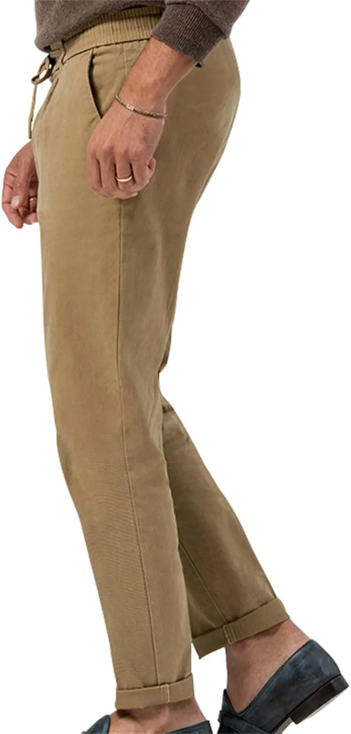 Men's Casual Dress Pants Drawstring Straight Leg Thin Pants Solid Color Business Simple Trousers for Formal Occasion
