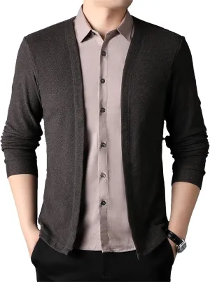 Men's Casual Lightweight Cardigan Sweater Slim Fit Business Knitted Cardigans Open Front Long Sleeve Sweaters