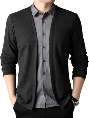Men's Casual Lightweight Cardigan Sweater Slim Fit Business Knitted Cardigans Open Front Long Sleeve Sweaters