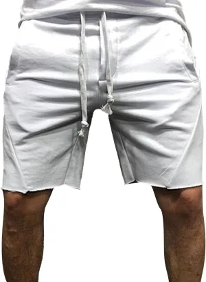 Men's Cotton Jogger Workout Lounge Shorts Summer Drawstring Athletic Gym Shorts with Pockets Loose Running Shorts