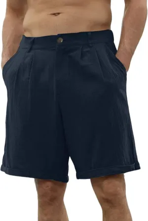 Mens Cotton Linen Shorts Summer Beach Lightweight Elastic Waist Short Pants Casual Loose Fit Lounge Athletic Shorts