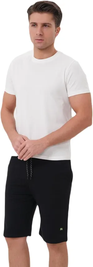 Men's Cotton Pocket Elastic Waist Lace-Up Shorts - (Black,XL)