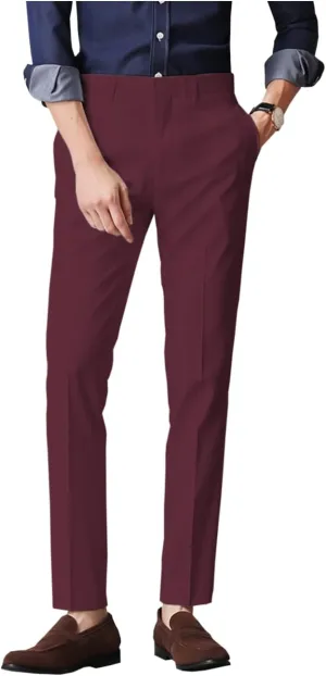 Men's Dress Pants Slim Fit Office Trousers in Solid Color Formal Business Pants for Men