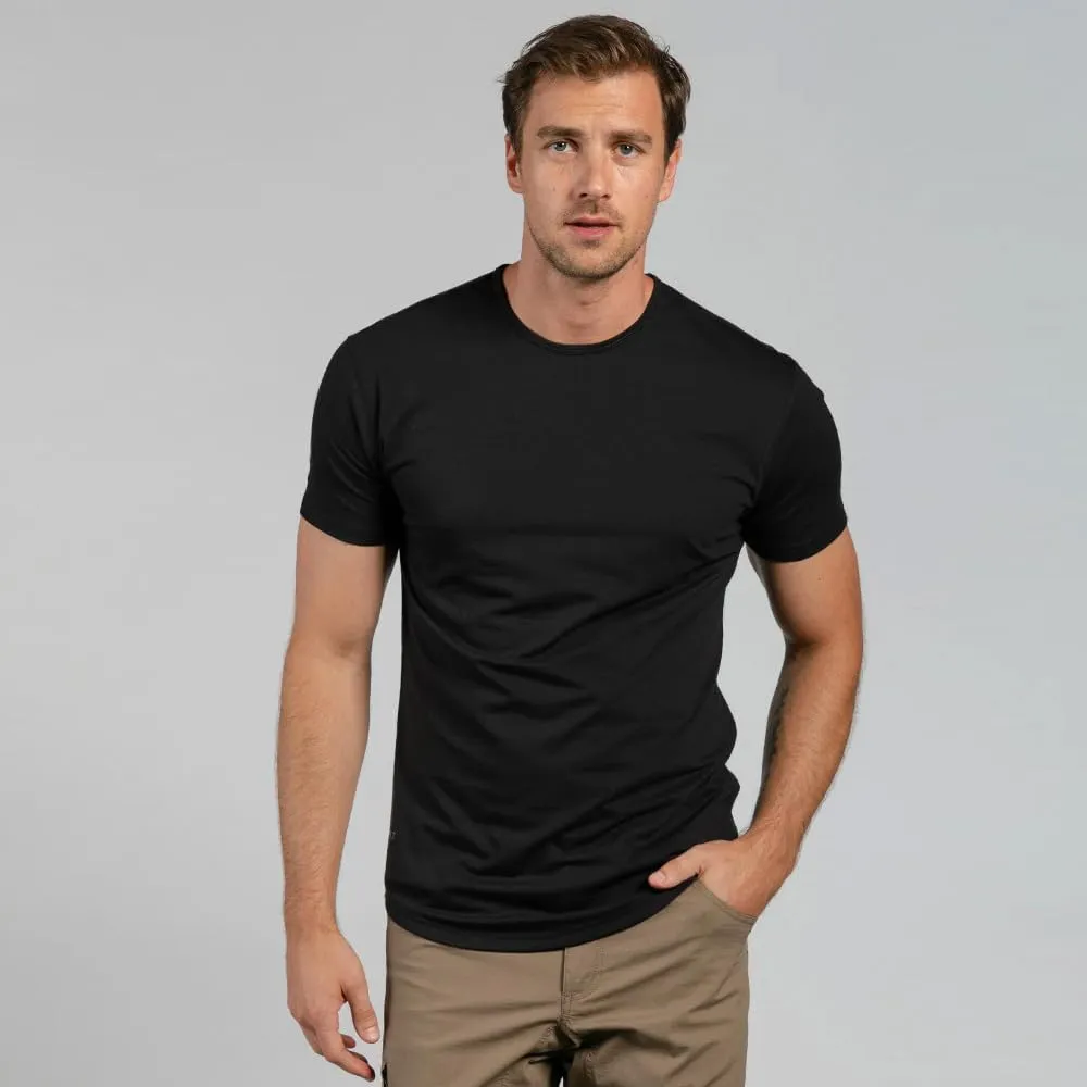 Mens Drop-Cut Men's T Shirt, Plain Tshirts for Men, Drop Cut Basic Crewneck Tee, Wrinkle Resistant, Stretch Fit