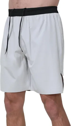 Mens Fitted Gym Shorts Running Stretch Quick Dry ShortsElastic High Waist Running Shorts Back Zipper Pocket