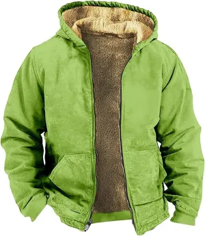 Men's Jackets Casual Stylish Cargo Jacket Fleece Lined Sherpa Winter Warm Coats Cotton Outdoor Workwear Jacket
