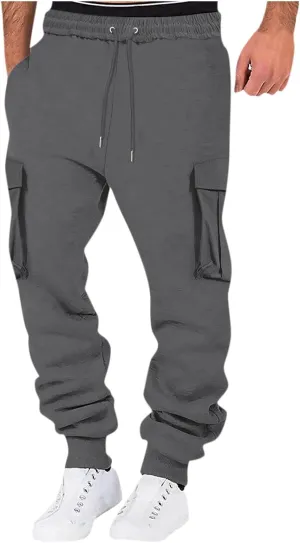 Mens Jogger Sweatpants Baggy Wide Leg Cargo Pants with Pockets Cotton Lightweight Outdoor Camping Hiking Work Pants