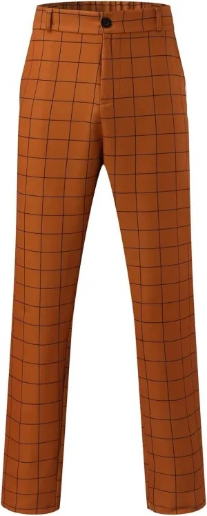 Men's Pants Plaid Slim Classic Fit Casual Stretch Dress Expandable Waist Hidden Formal Lightweight Premium Dress Pants