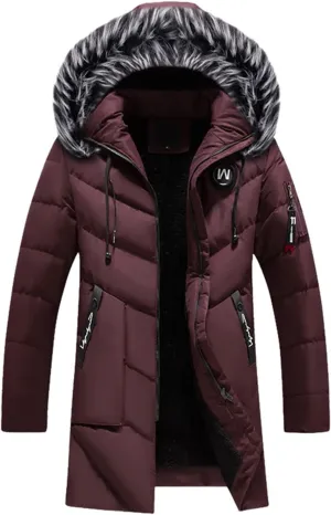 Mens Puffer Jacket, Sports Full Zip Long Sleeve Puffer Jackets Work Padded Jacket Thicken Hooded Down Jacket Men
