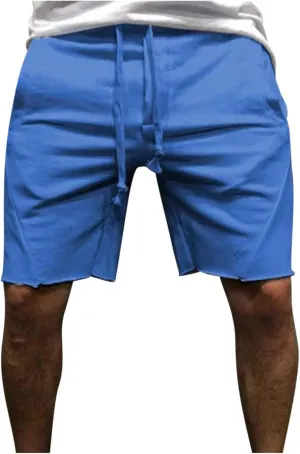 Men's Relaxed Fit Cotton Shorts Casual Lounge Sweat Shorts Elastic Waist Drawstring Summer Beach Shorts with Pockets