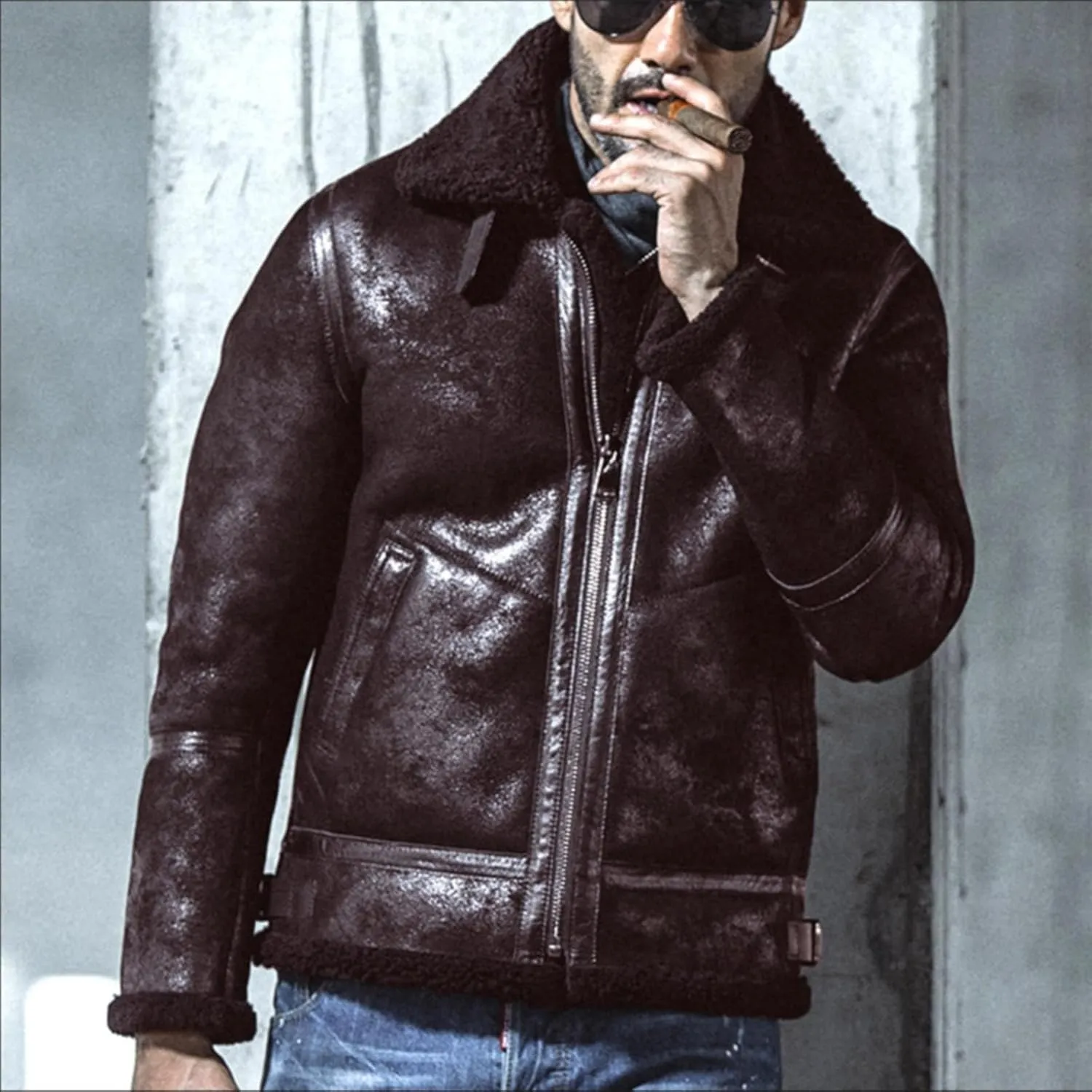 Mens Sherpa Jacket Fleece Lined Jacket Full Zip Winter Jackets Casual Military Bomber Jackets Fall Winter Warm Coats
