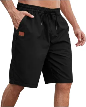 Mens Shorts Casual Drawstring Lounge Shorts Elastic Waist Athletic Summer Shorts Plus Size Running Gym Shorts Pockets