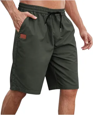 Mens Shorts Casual Drawstring Lounge Shorts Elastic Waist Athletic Summer Shorts Plus Size Running Gym Shorts Pockets