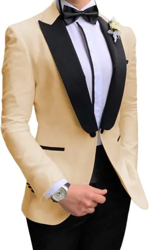 Men's Suit 2-Piece Groom Tuxedos Slim Fit One Button Blazer & Trousers Suit Formal Wedding Suits