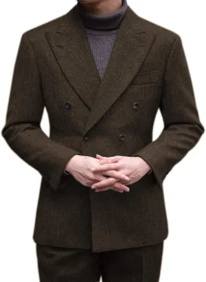 Men's Suit 2 Pieces Slim Fit Double Breasted Prom Tuxedos Formal Wedding Blazer Sets Vest