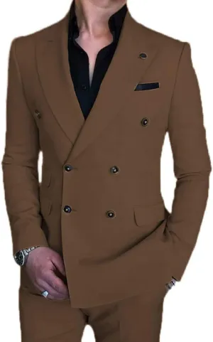 Men's Suit 2 Pieces Slim Fit Formal Double Breasted Wedding Suit Sets Blazer for Groomsmen