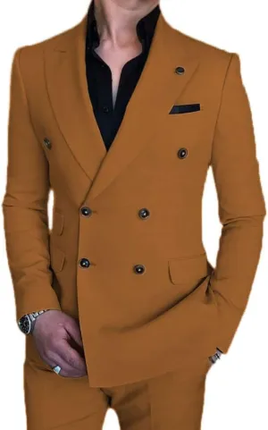 Men's Suit 2 Pieces Slim Fit Formal Double Breasted Wedding Suit Sets Blazer for Groomsmen
