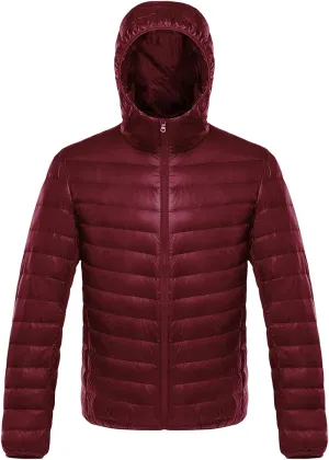 Men's Winter Hooded Puffer Jacket Lightweight Packable Water-Resistant Insulated Warm Winter Coat with Thermal Properties
