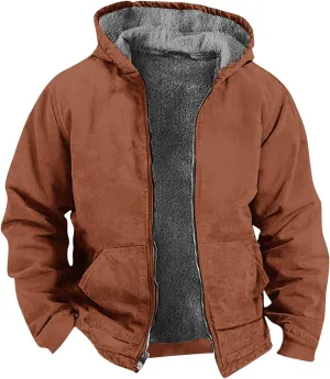 Men's Winter Waterproof Full Zip Coat Hooded Fleece Lining Sport Jacket Zip-Up Hoodie Heavy Tie Dye Thermal Outwear