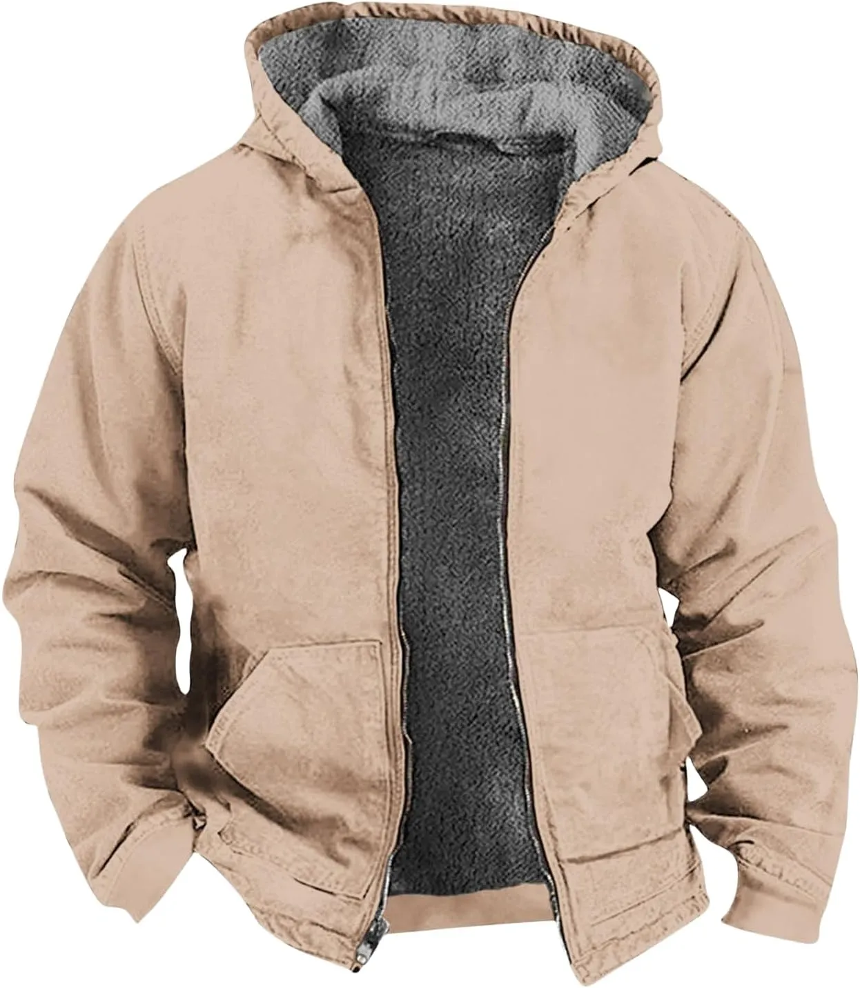Men's Winter Waterproof Full Zip Coat Hooded Fleece Lining Sport Jacket Zip-Up Hoodie Heavy Tie Dye Thermal Outwear
