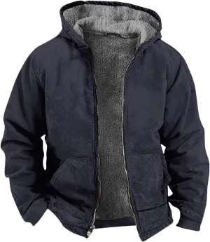 Men's Winter Waterproof Full Zip Coat Hooded Fleece Lining Sport Jacket Zip-Up Hoodie Heavy Tie Dye Thermal Outwear