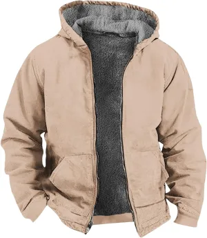 Men's Winter Waterproof Full Zip Coat Hooded Fleece Lining Sport Jacket Zip-Up Hoodie Heavy Tie Dye Thermal Outwear