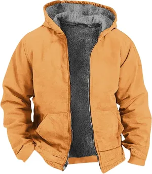 Men's Winter Waterproof Full Zip Coat Hooded Fleece Lining Sport Jacket Zip-Up Hoodie Heavy Tie Dye Thermal Outwear
