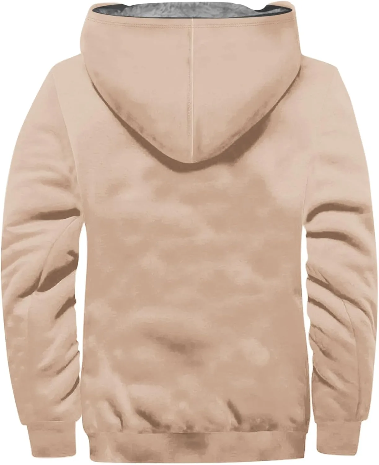 Men's Winter Waterproof Full Zip Coat Hooded Fleece Lining Sport Jacket Zip-Up Hoodie Heavy Tie Dye Thermal Outwear