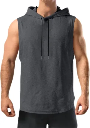 Mens Work Out Gym Beach Vest Hoods Coat for Man Sleeveless Hawaiian Cami Tank Hooded Tropical Fall Winter Vest 2025