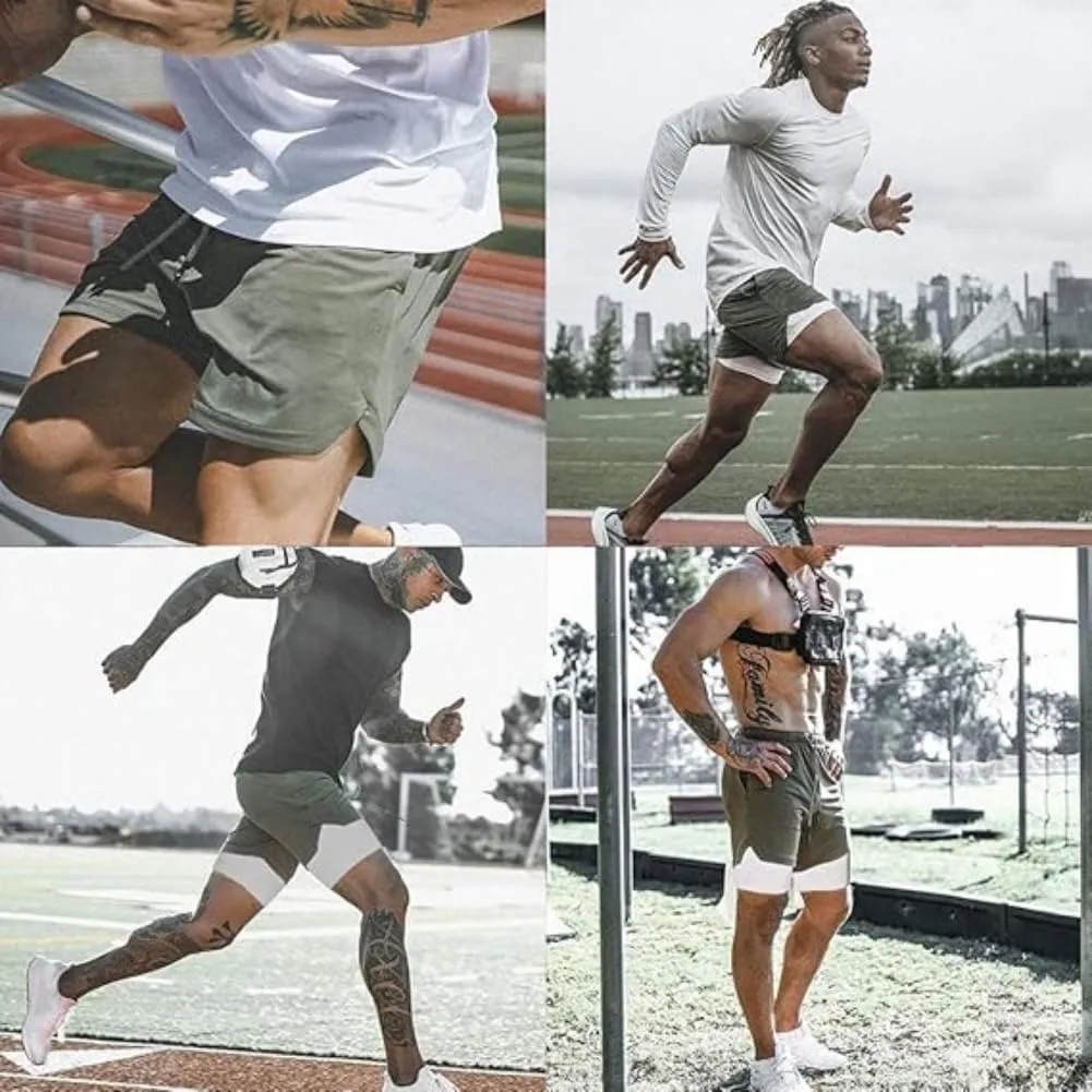 Men's Workout Running 2 in 1 Shorts, Lightweight Gym Training Running Quick Dry Shorts with Pockets Towel Loop