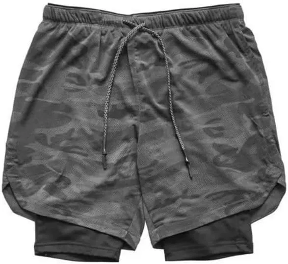 Men's Workout Running 2 in 1 Shorts, Lightweight Gym Training Running Quick Dry Shorts with Pockets Towel Loop