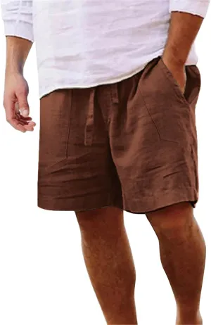 Muscularfit Mens Shorts Casual Stretch Big and Tall Cotton Linen Shorts Summer Drawstring Beach Shorts Trendy Clothes 2024