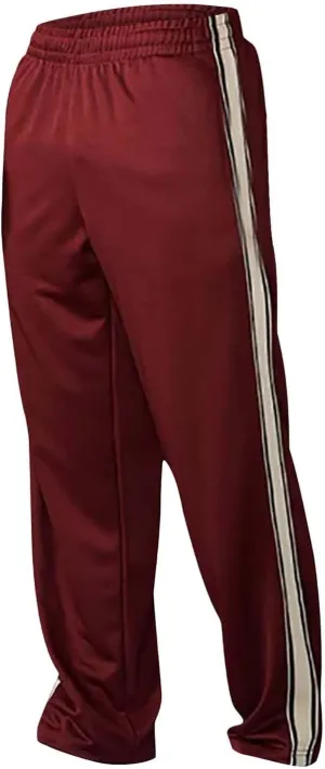 Open Bottom Sweatpants for Men Stripes Straight Leg Pants with Pockets Loose Fit Elastic Waist Drawstring Trousers
