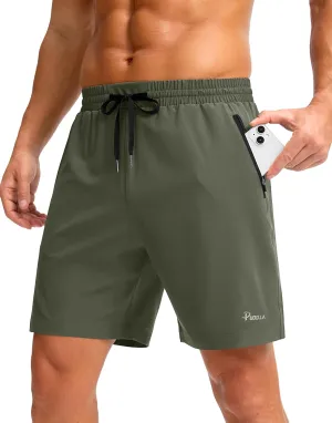 Pudolla Men's Running Gym Shorts with Zipper Pockets 7" Lightweight Quick Dry Running Workout Athletic Shorts for Men