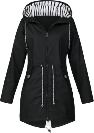 Rain Coats Women 2024 Trendy Windbreaker Jackets Waterproof Outerwear Overcoat Lightweight Outdoor Hooded Trench Coat